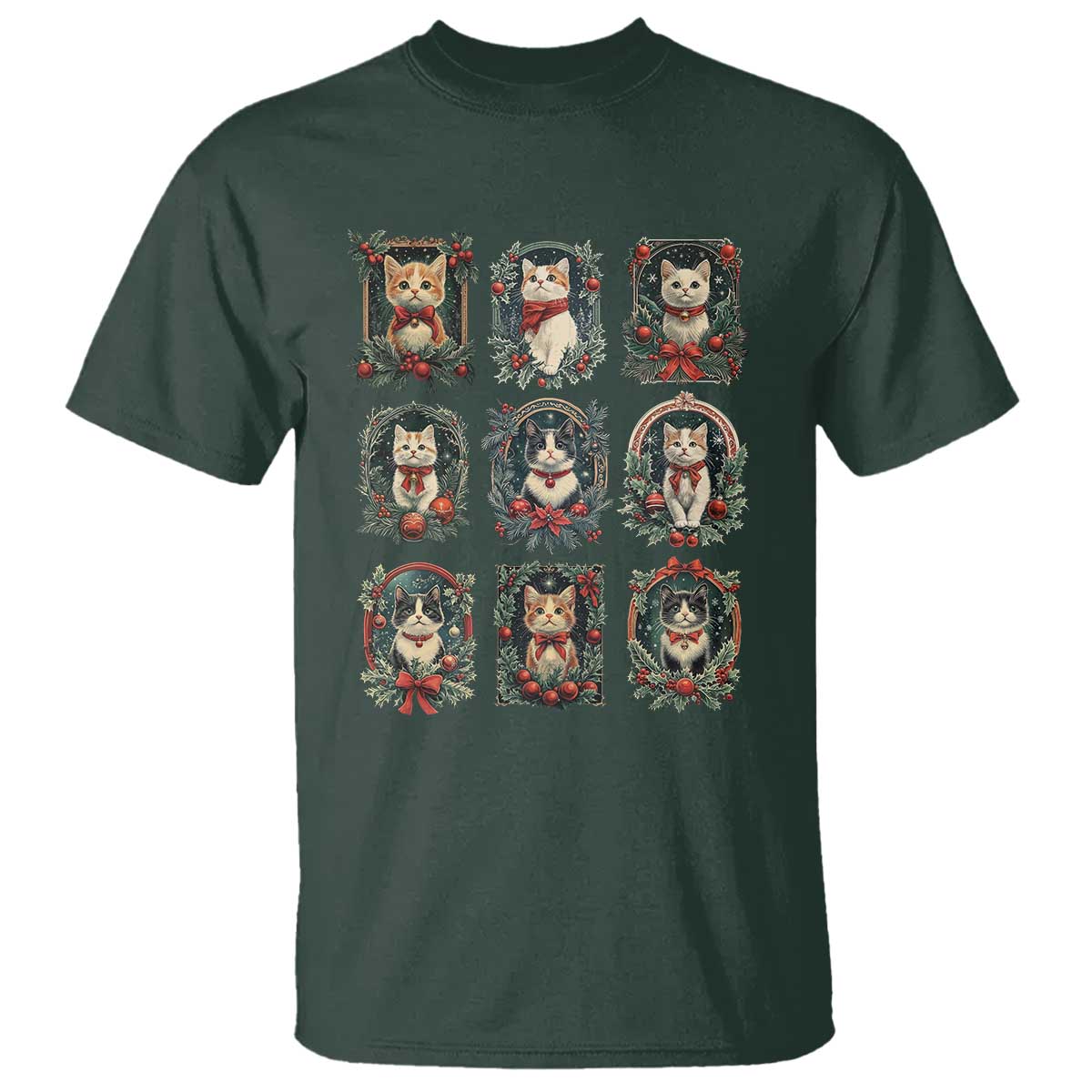 christmas-cat-t-shirt-vintage-kitten-victorian-holly-wreath