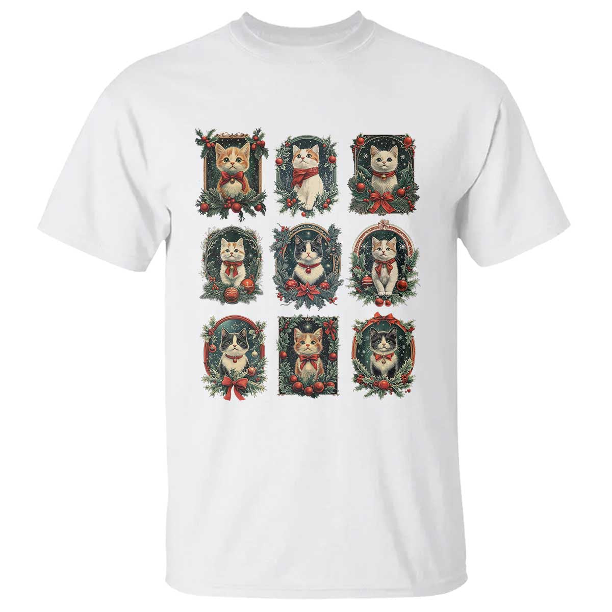 christmas-cat-t-shirt-vintage-kitten-victorian-holly-wreath