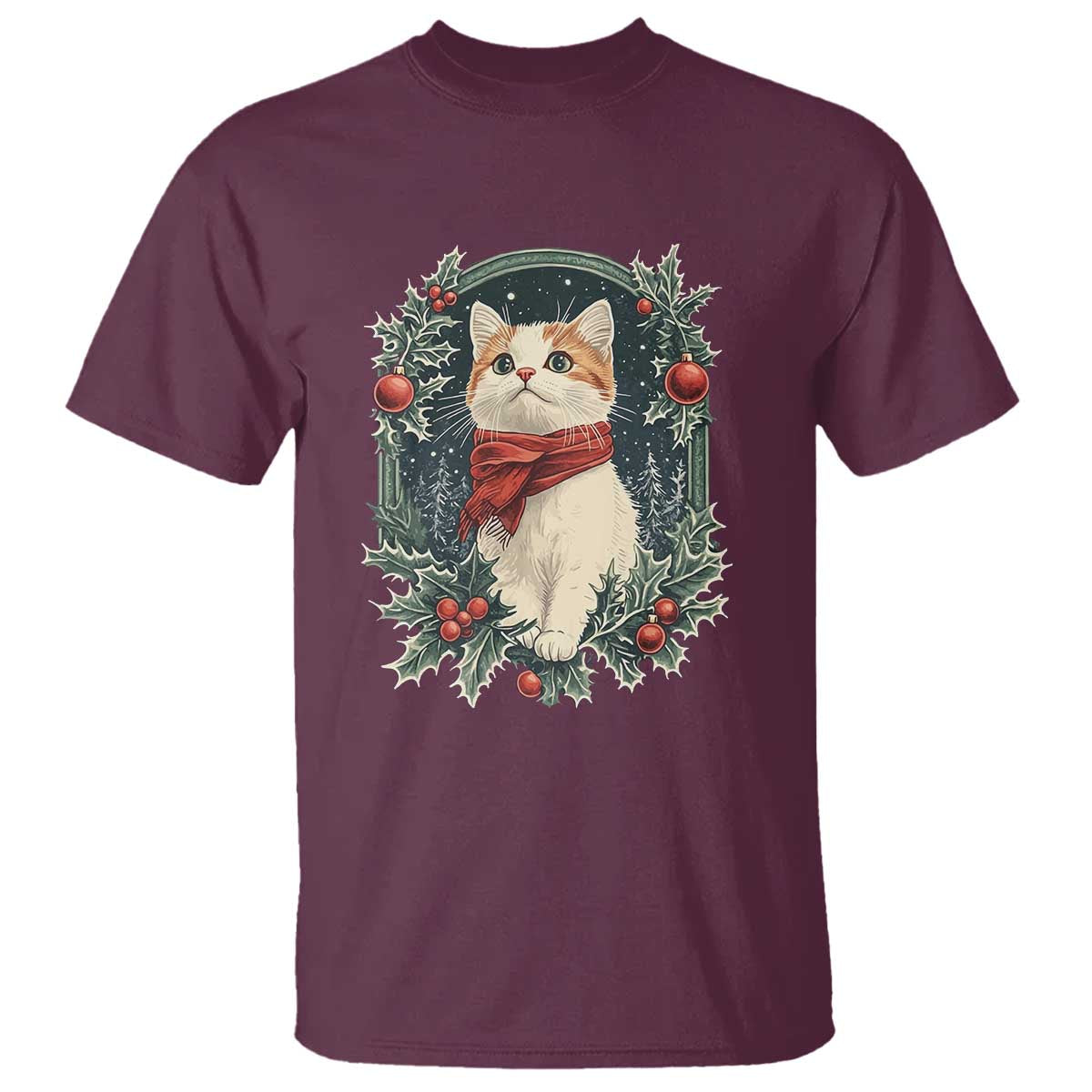 christmas-cat-t-shirt-vintage-kitten-victorian-royal-holly