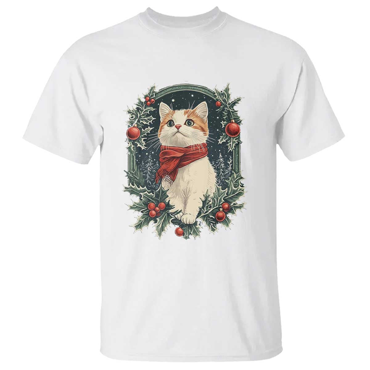 christmas-cat-t-shirt-vintage-kitten-victorian-royal-holly