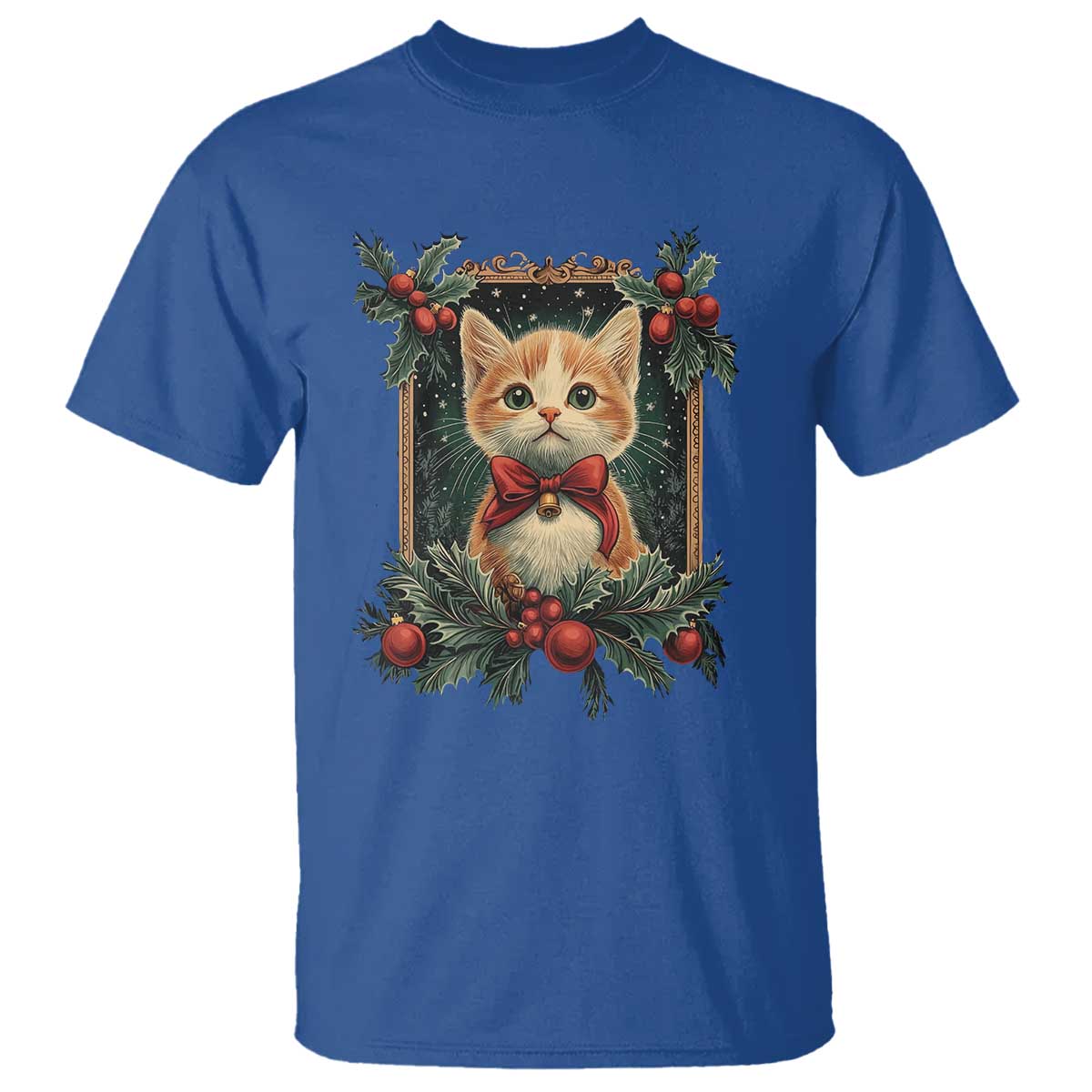 christmas-cat-t-shirt-vintage-kitten-royal-victorian-holly-wreath