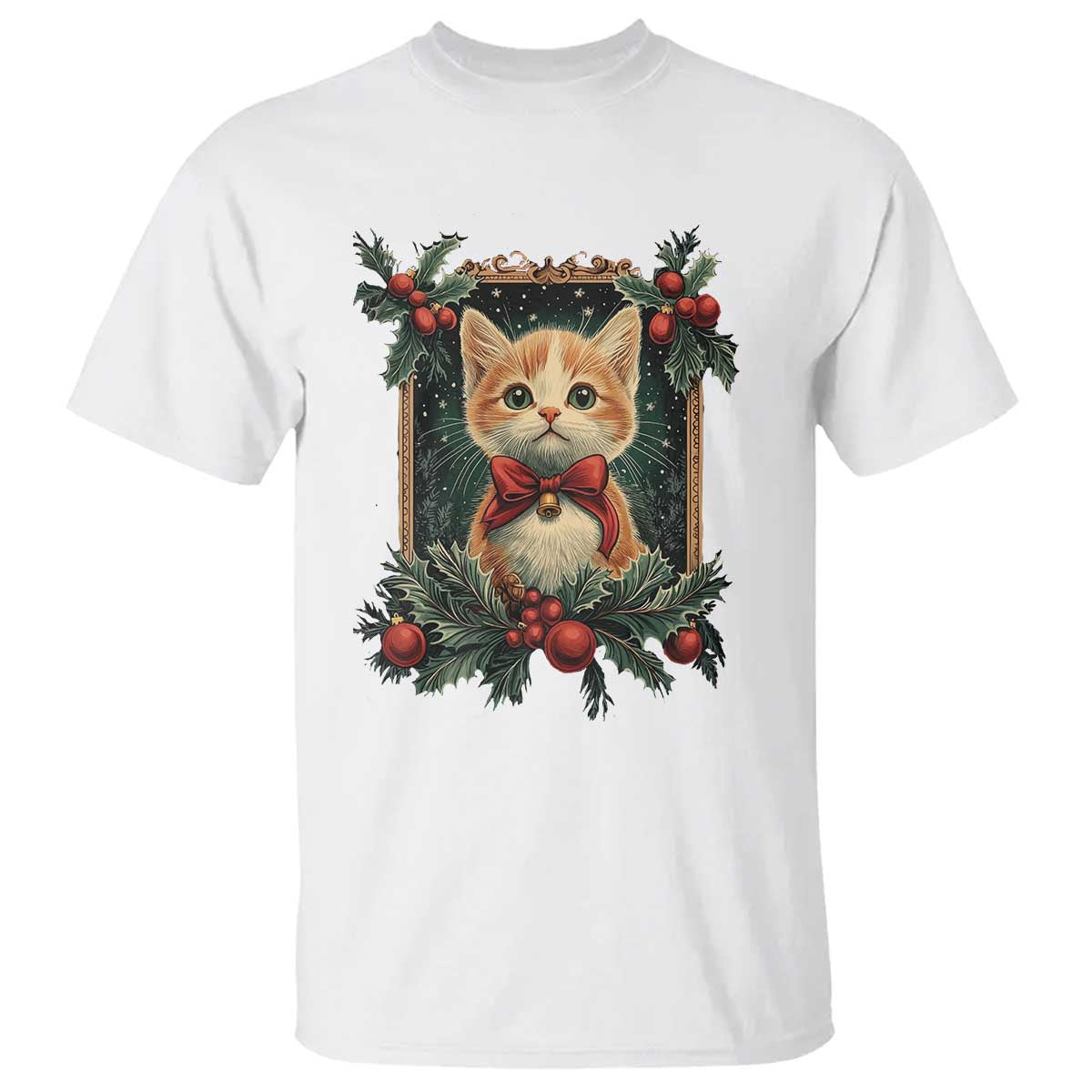 christmas-cat-t-shirt-vintage-kitten-royal-victorian-holly-wreath