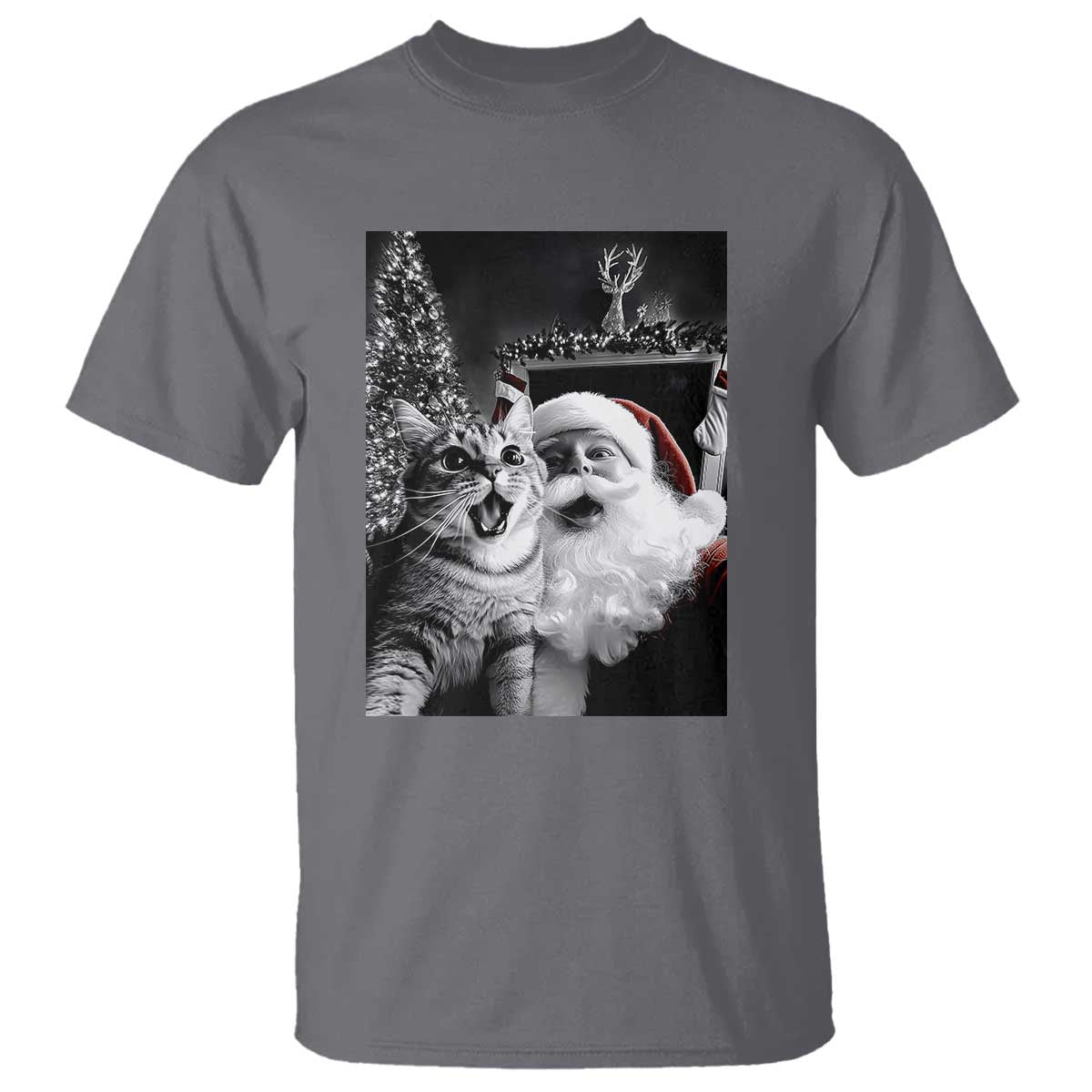 funny-christmas-cat-selfie-with-santa-t-shirt