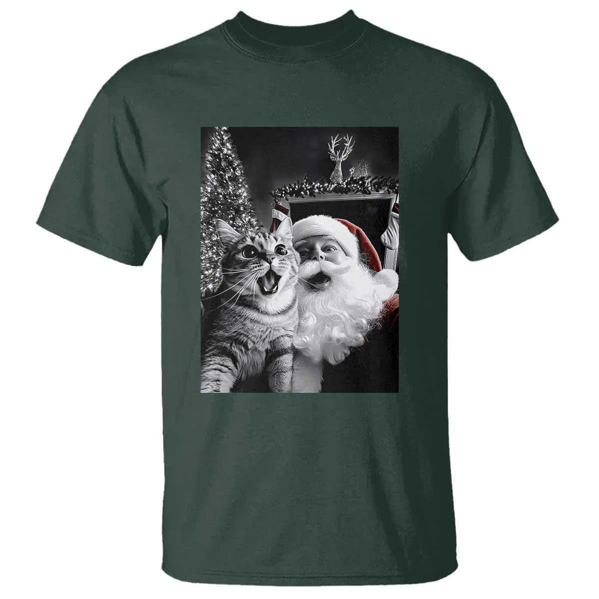 funny-christmas-cat-selfie-with-santa-t-shirt
