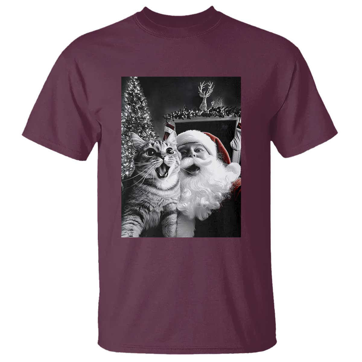 funny-christmas-cat-selfie-with-santa-t-shirt
