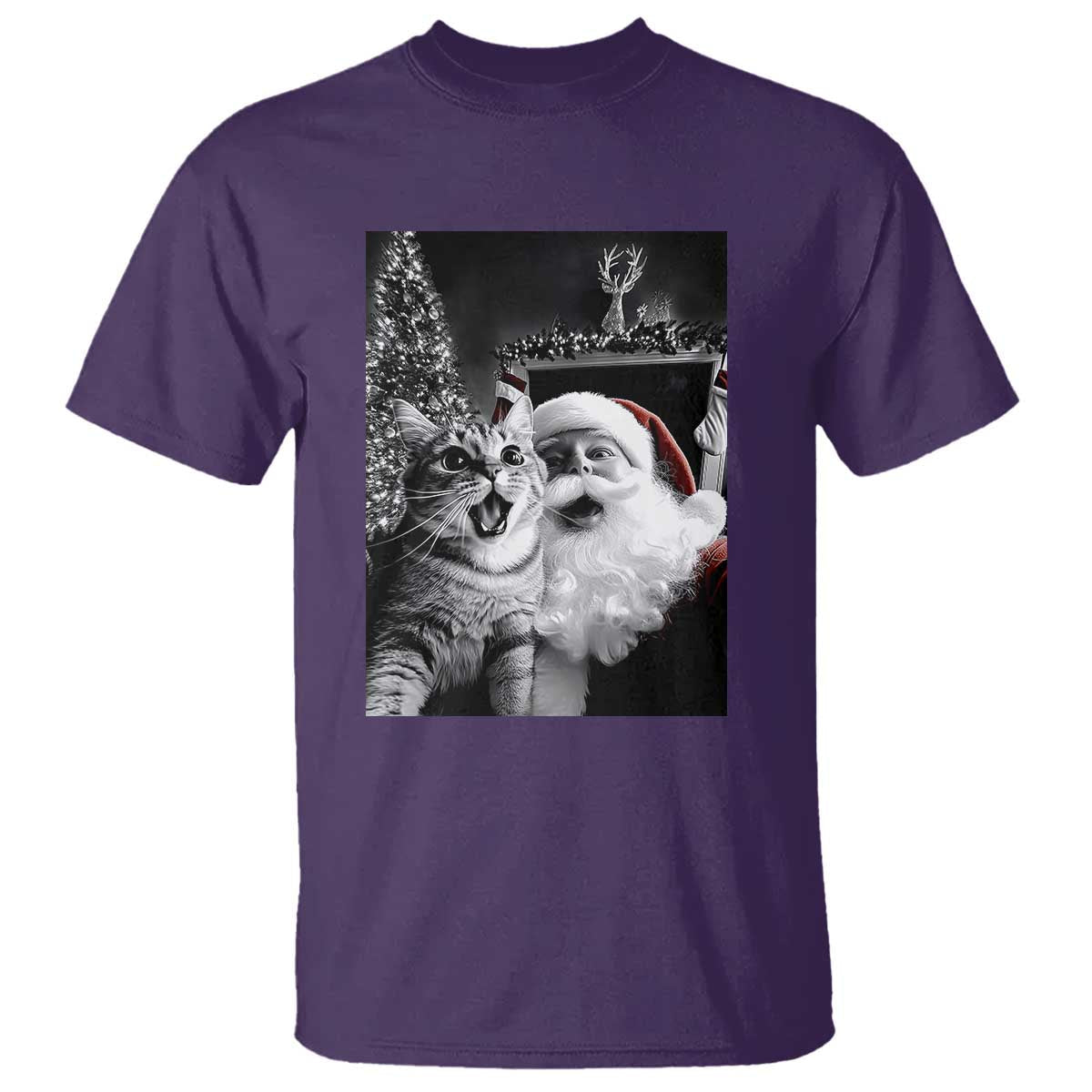 funny-christmas-cat-selfie-with-santa-t-shirt