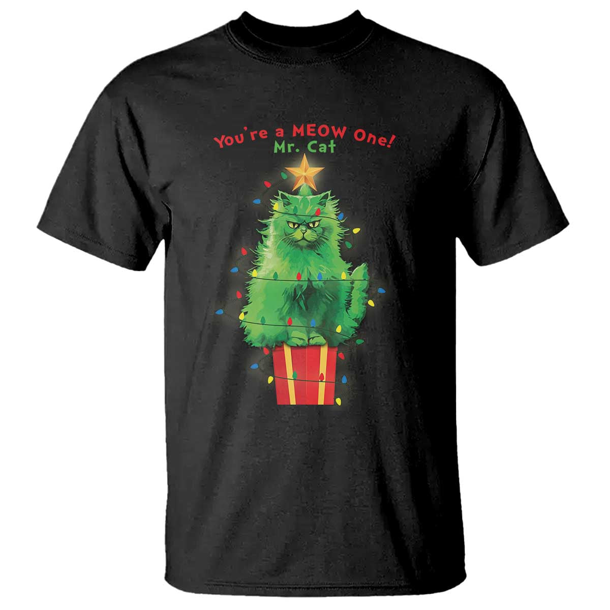 funny-christmas-cat-t-shirt-you-are-a-meow-one-mr-cat-green-cat