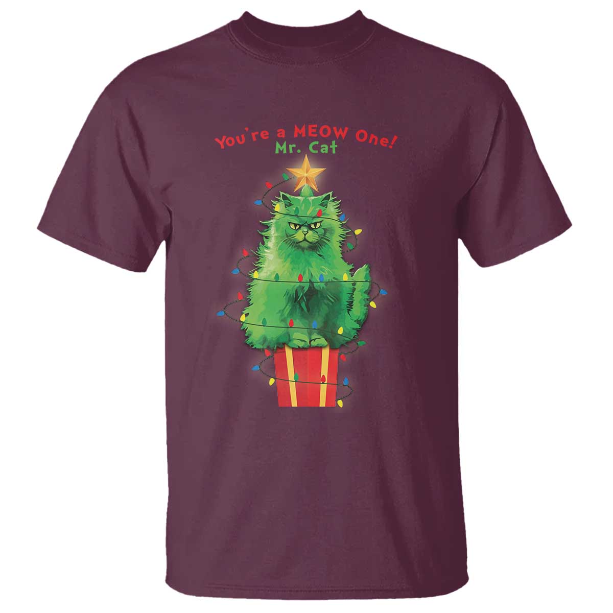 funny-christmas-cat-t-shirt-you-are-a-meow-one-mr-cat-green-cat