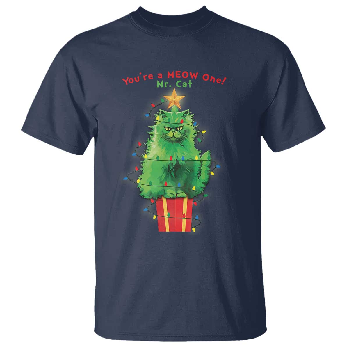 funny-christmas-cat-t-shirt-you-are-a-meow-one-mr-cat-green-cat