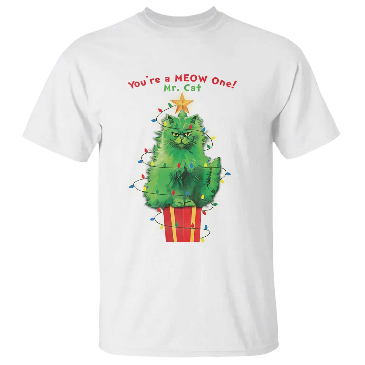 funny-christmas-cat-t-shirt-you-are-a-meow-one-mr-cat-green-cat