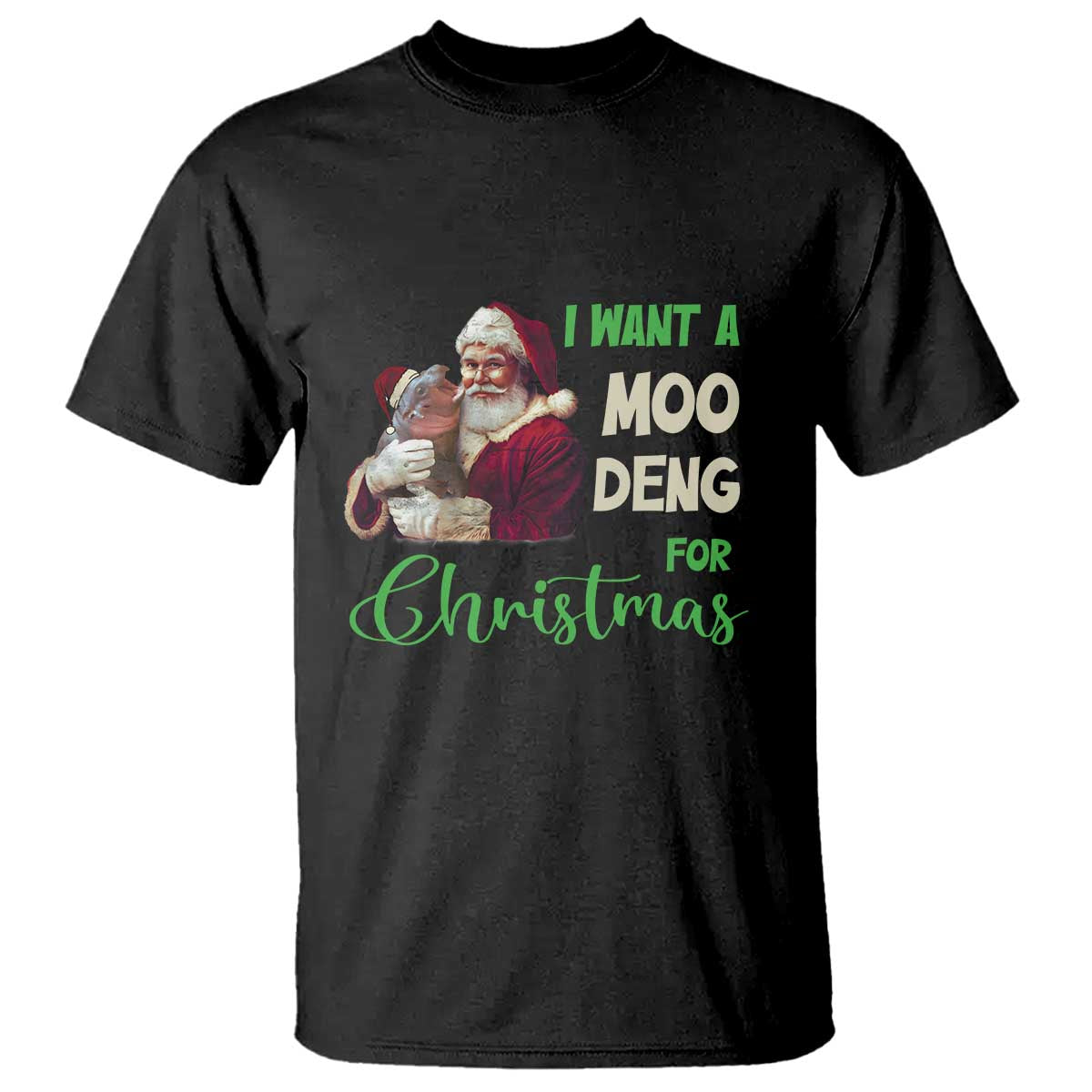 funny-i-want-a-moo-deng-for-christmas-t-shirt