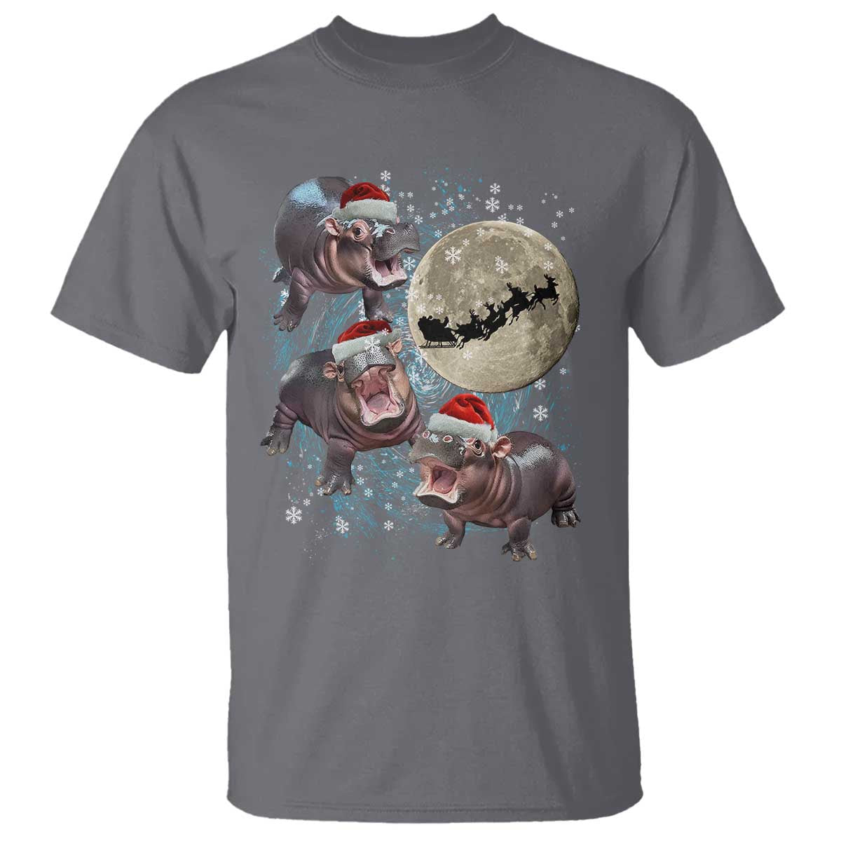 funny-christmas-moo-deng-t-shirt-baby-hippo-santa-sleigh-galaxy-outer-space
