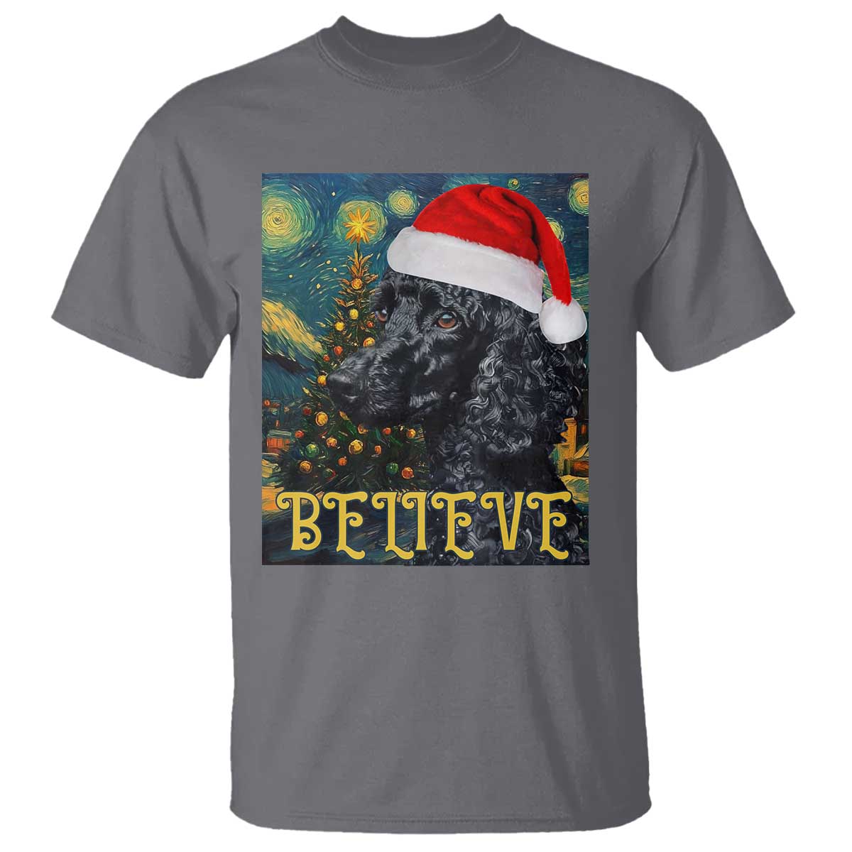 funny-xmas-poodle-t-shirt-believe-christmas-starry-night-dog-lover