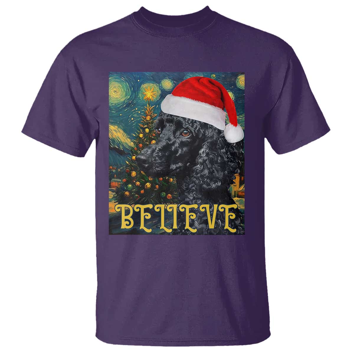 funny-xmas-poodle-t-shirt-believe-christmas-starry-night-dog-lover