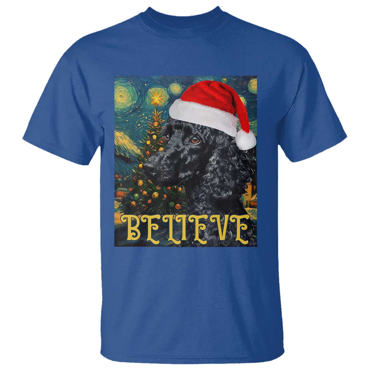 funny-xmas-poodle-t-shirt-believe-christmas-starry-night-dog-lover