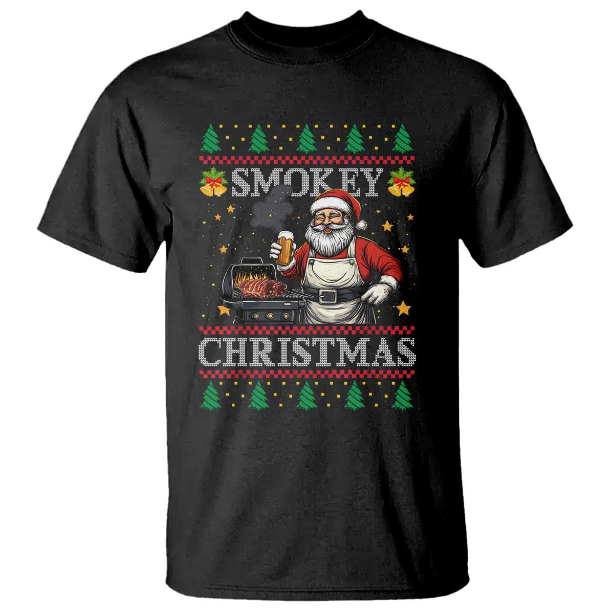 funny-xmas-grilling-t-shirt-smokey-christmas-bbq-santa-grill-roast-on-smoker
