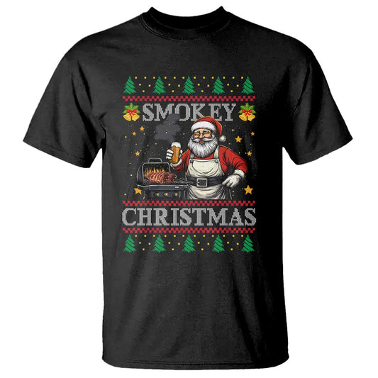 funny-xmas-grilling-t-shirt-smokey-christmas-bbq-santa-grill-roast-on-smoker