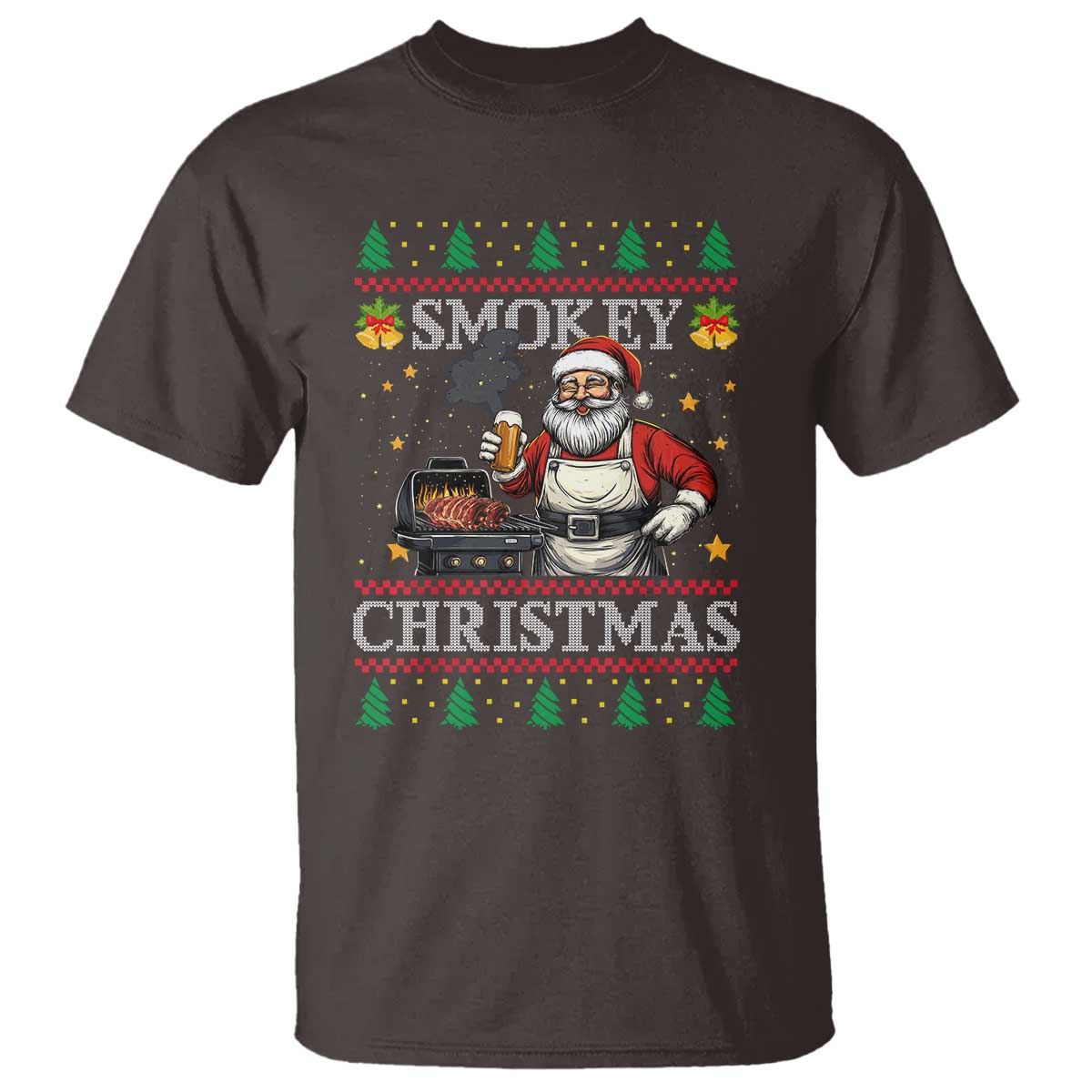 funny-xmas-grilling-t-shirt-smokey-christmas-bbq-santa-grill-roast-on-smoker