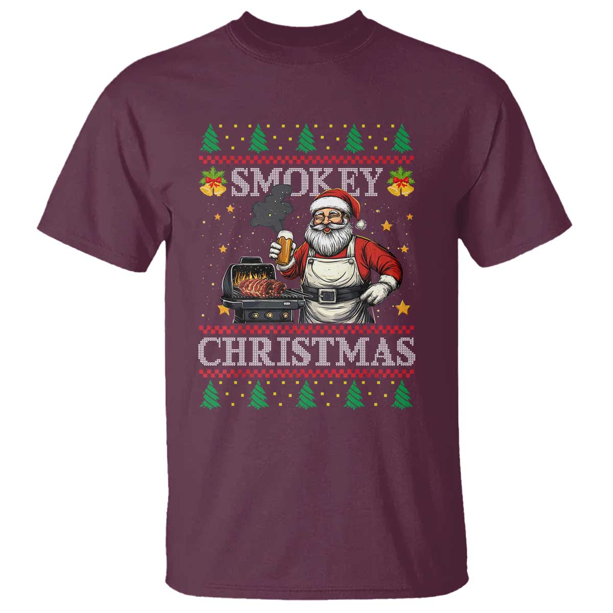 funny-xmas-grilling-t-shirt-smokey-christmas-bbq-santa-grill-roast-on-smoker