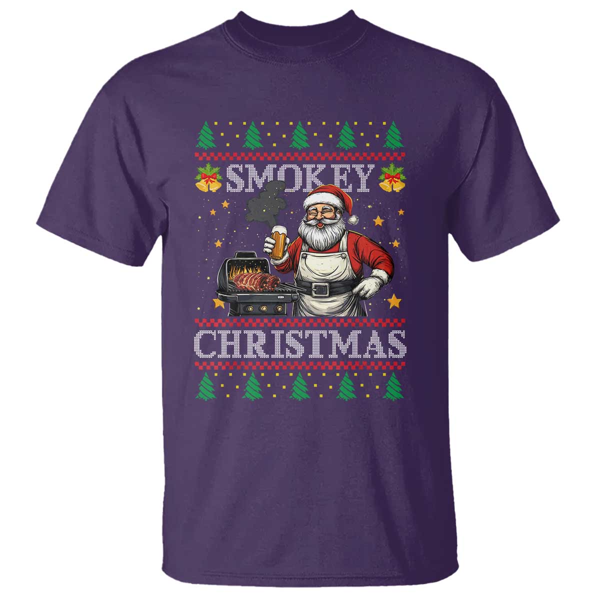 funny-xmas-grilling-t-shirt-smokey-christmas-bbq-santa-grill-roast-on-smoker