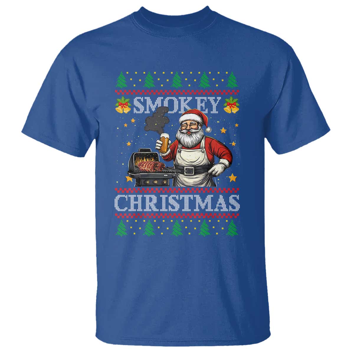 funny-xmas-grilling-t-shirt-smokey-christmas-bbq-santa-grill-roast-on-smoker