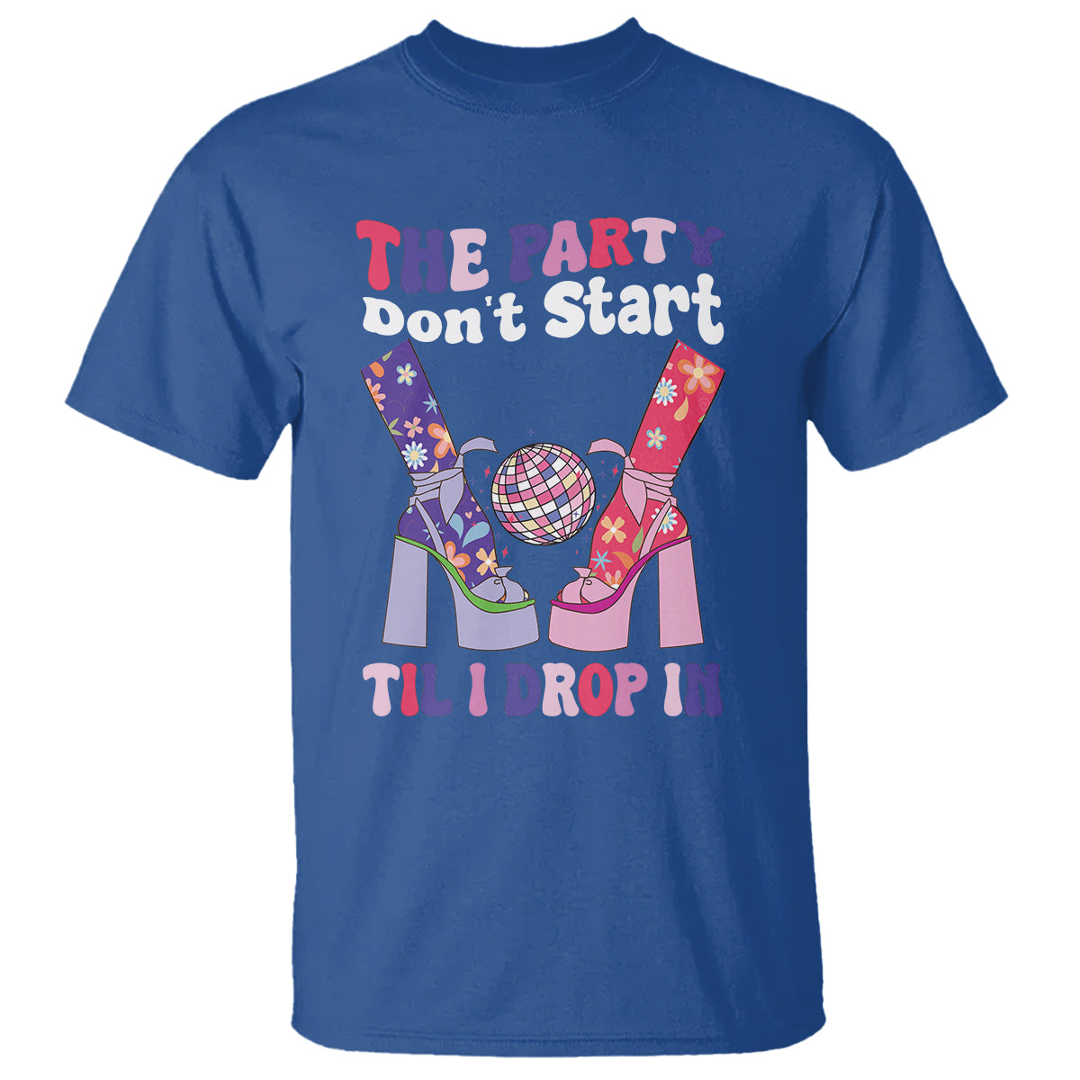 the-party-dont-start-till-i-drop-in-boujee-disco-ball-retro-groovy-t-shirt-1