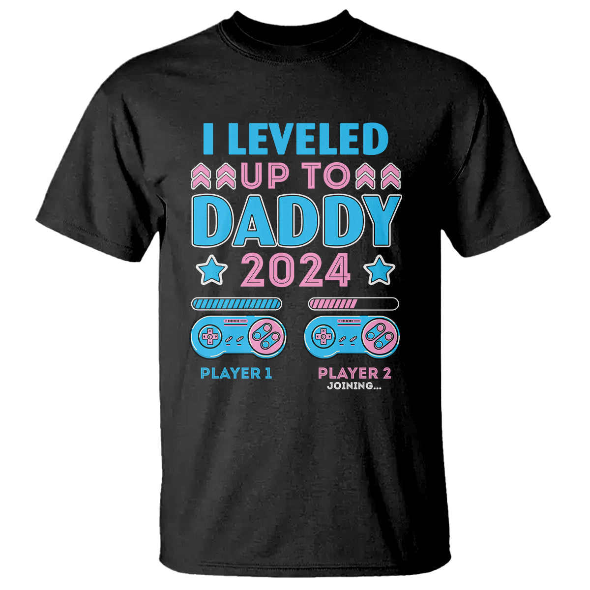 i-leveled-up-to-daddy-2024-funny-soon-to-be-dad-t-shirt