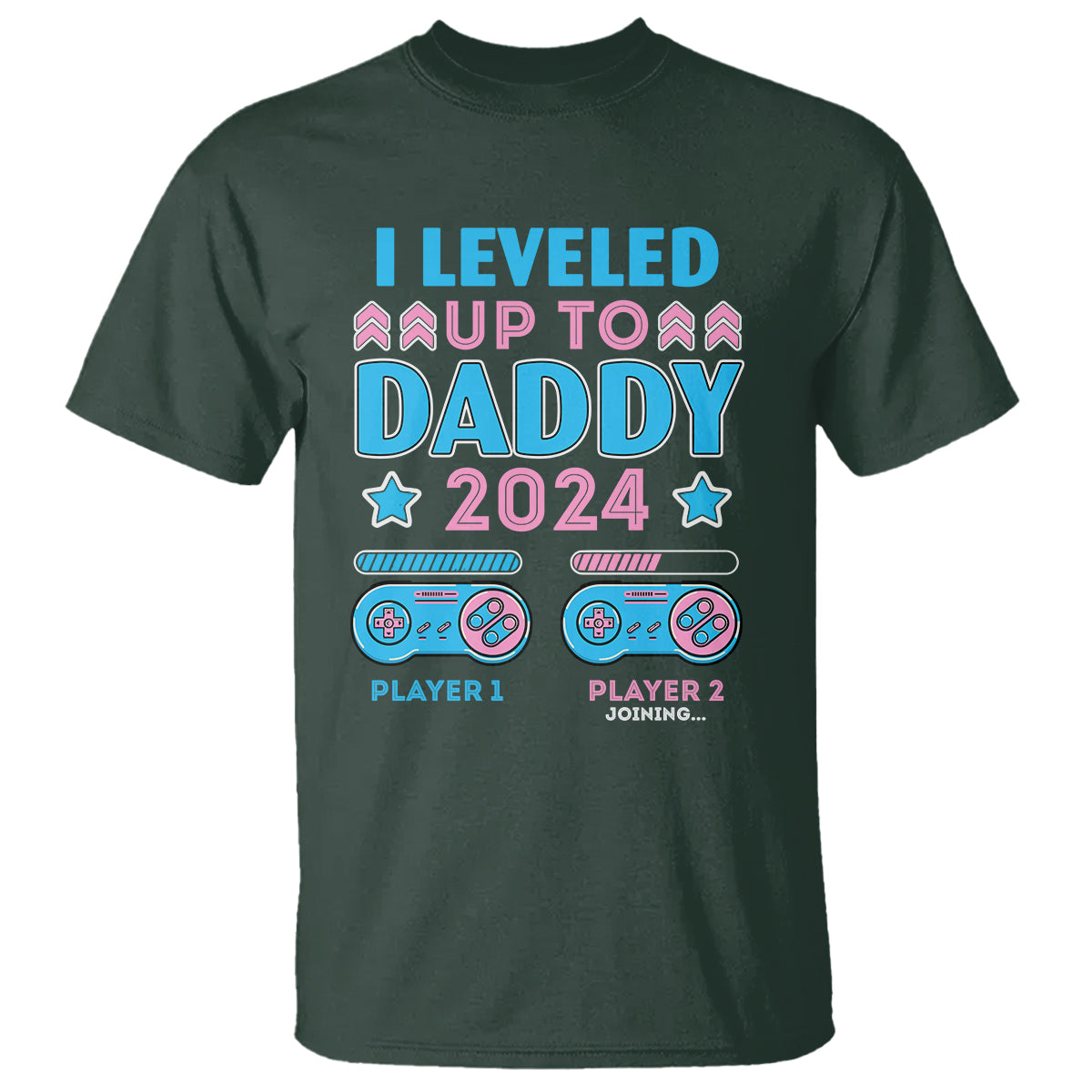 i-leveled-up-to-daddy-2024-funny-soon-to-be-dad-t-shirt