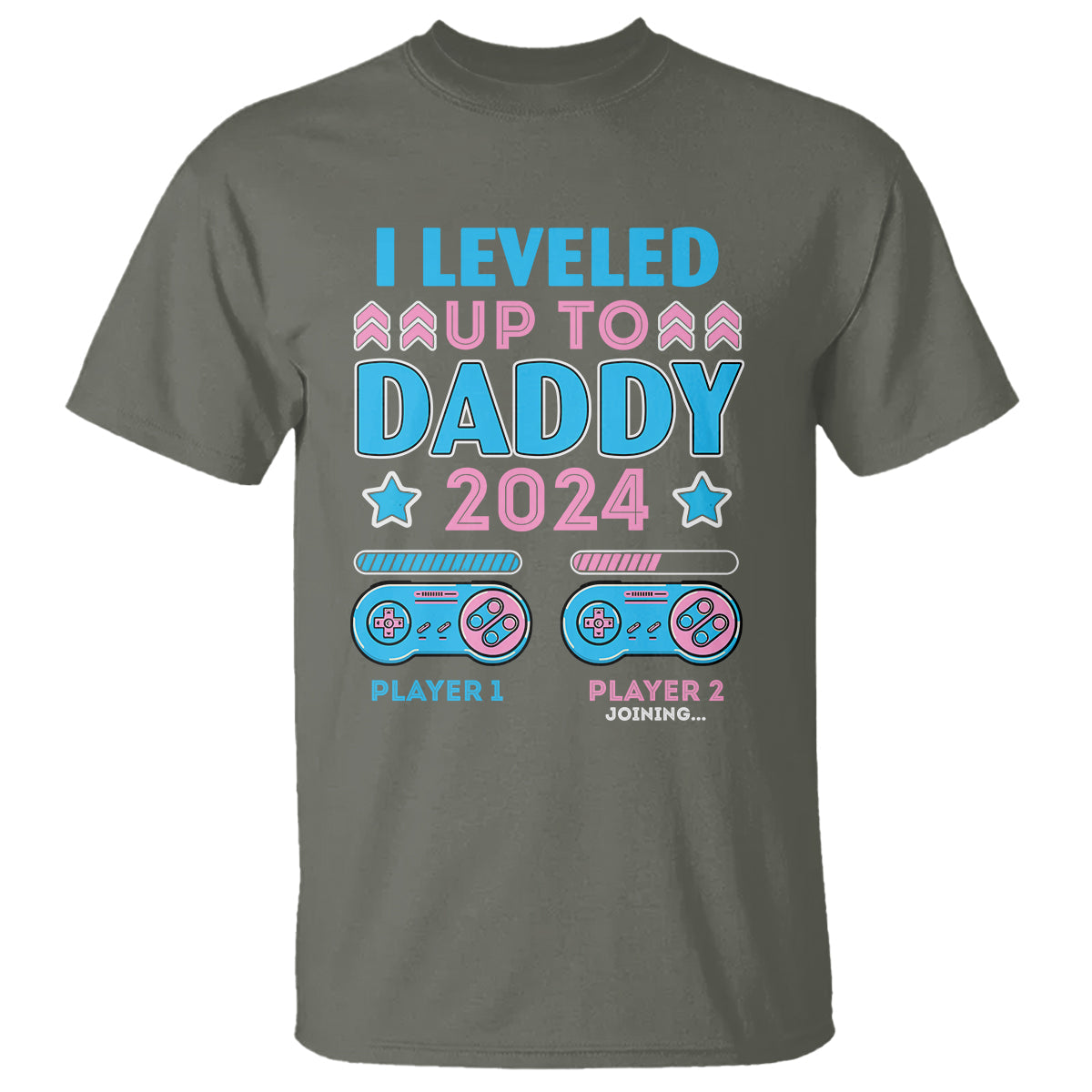 i-leveled-up-to-daddy-2024-funny-soon-to-be-dad-t-shirt