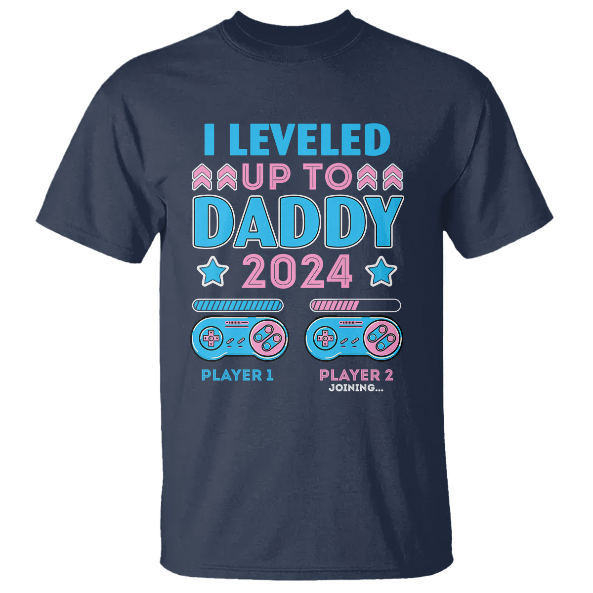 i-leveled-up-to-daddy-2024-funny-soon-to-be-dad-t-shirt