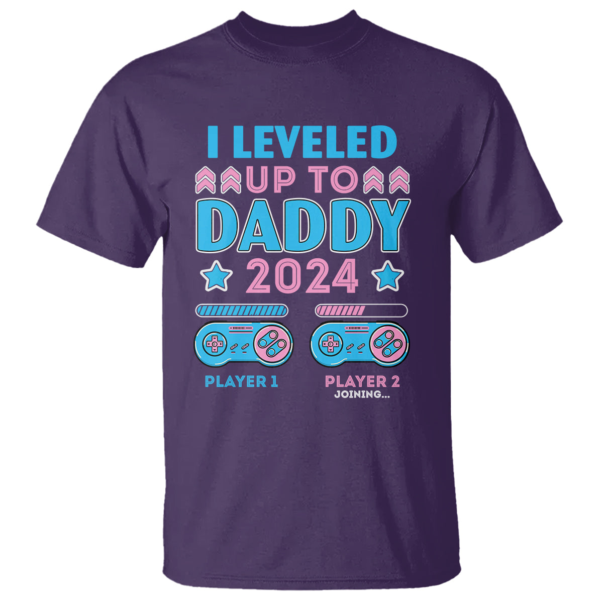 i-leveled-up-to-daddy-2024-funny-soon-to-be-dad-t-shirt