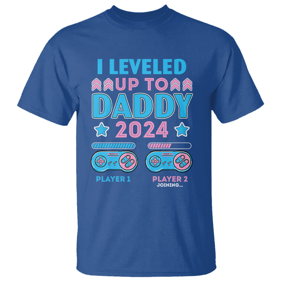 i-leveled-up-to-daddy-2024-funny-soon-to-be-dad-t-shirt