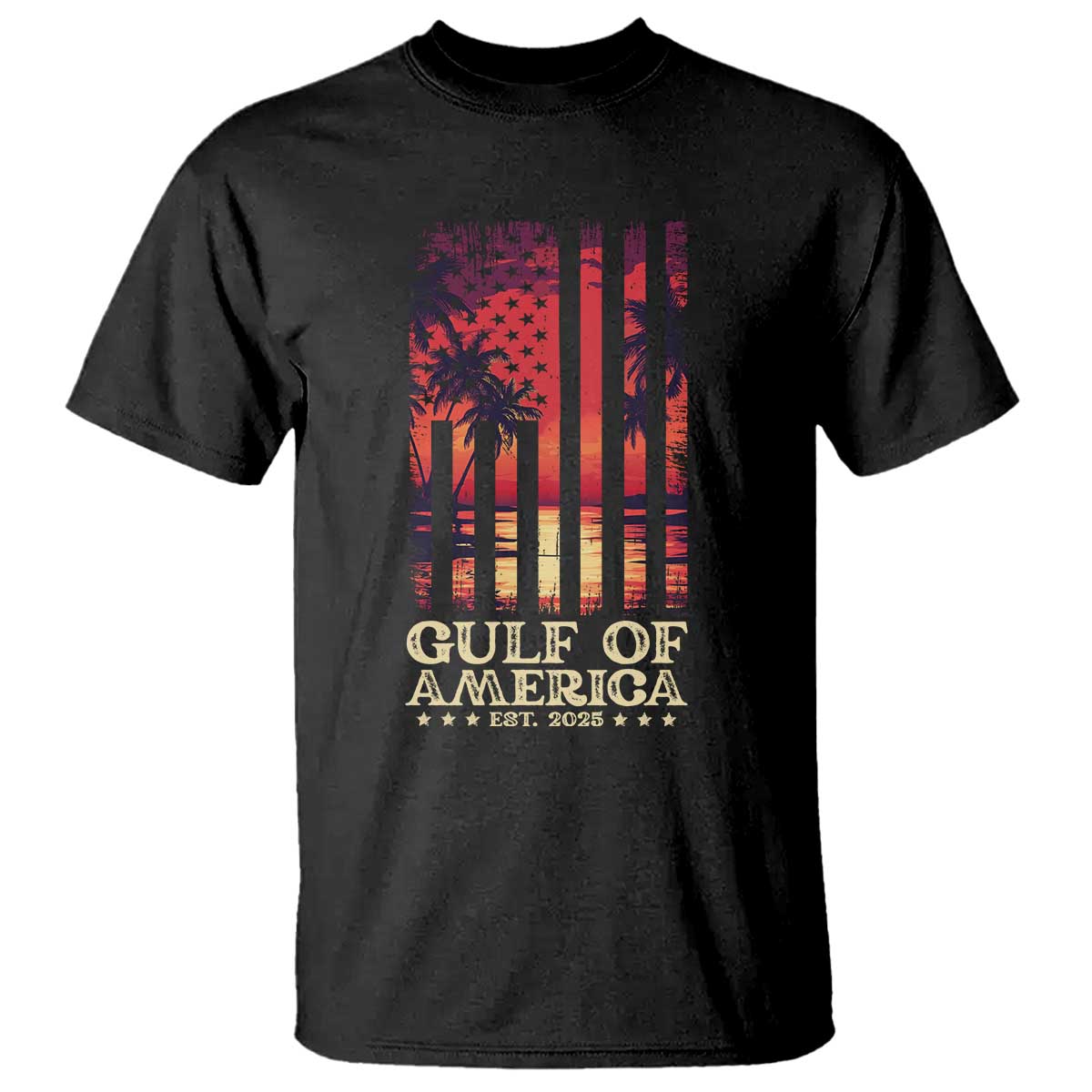 gulf-of-america-est-2025-t-shirt-sunset-american-flag-gulf-mexico
