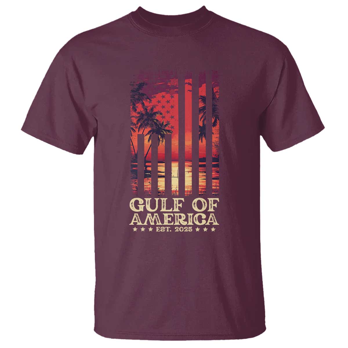 gulf-of-america-est-2025-t-shirt-sunset-american-flag-gulf-mexico