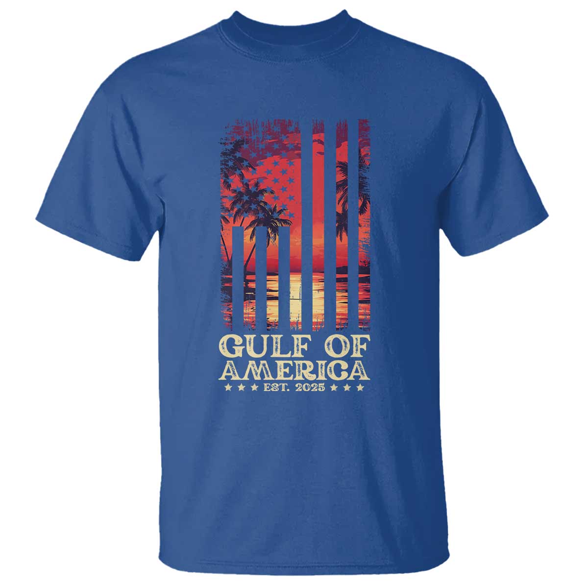 gulf-of-america-est-2025-t-shirt-sunset-american-flag-gulf-mexico