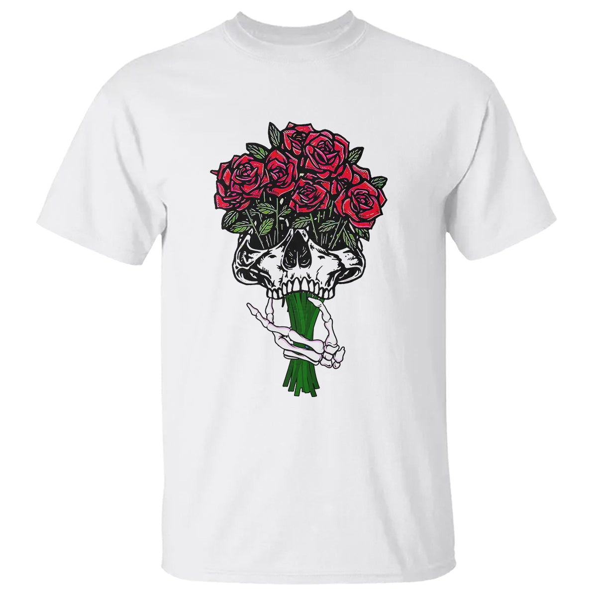 skeleton-hand-red-rose-flowers-skull-t-shirt