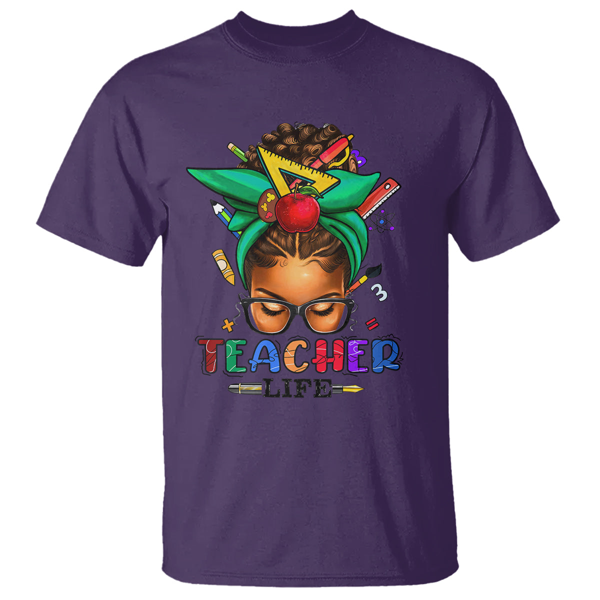 black-teacher-life-messy-bun-african-american-educate-t-shirt