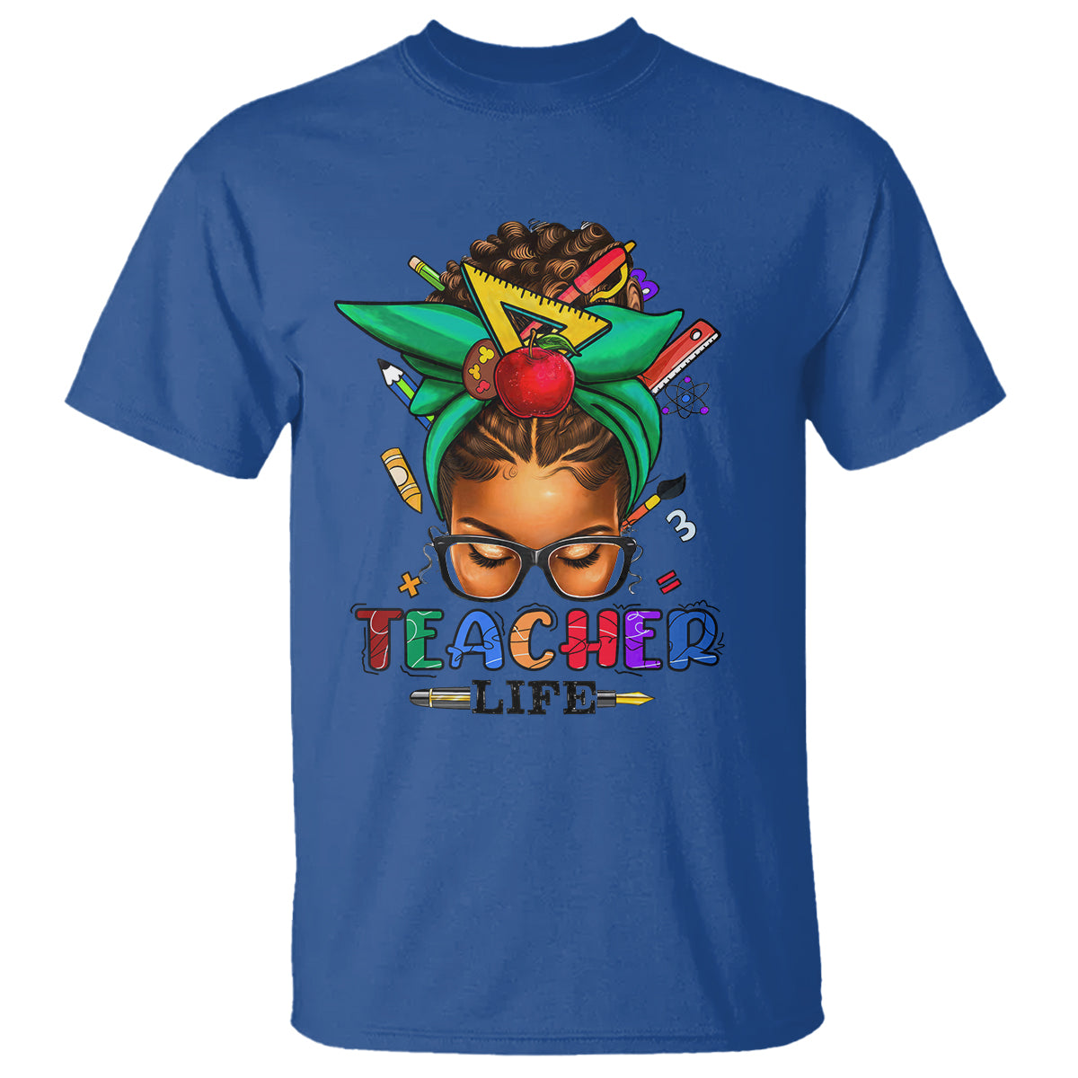 black-teacher-life-messy-bun-african-american-educate-t-shirt