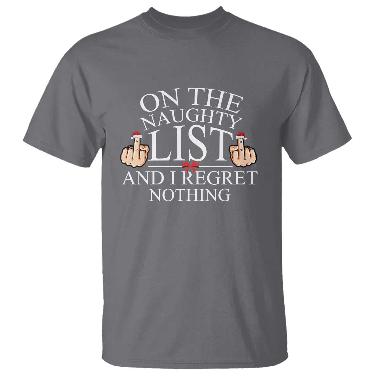 funny-christmas-t-shirt-on-the-list-of-naughty-and-i-regret-nothing-middle-finger