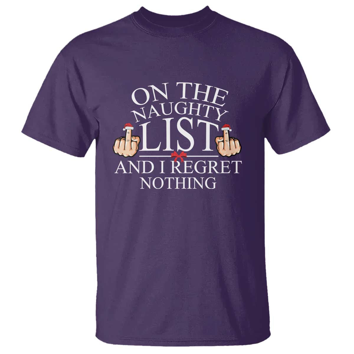 funny-christmas-t-shirt-on-the-list-of-naughty-and-i-regret-nothing-middle-finger