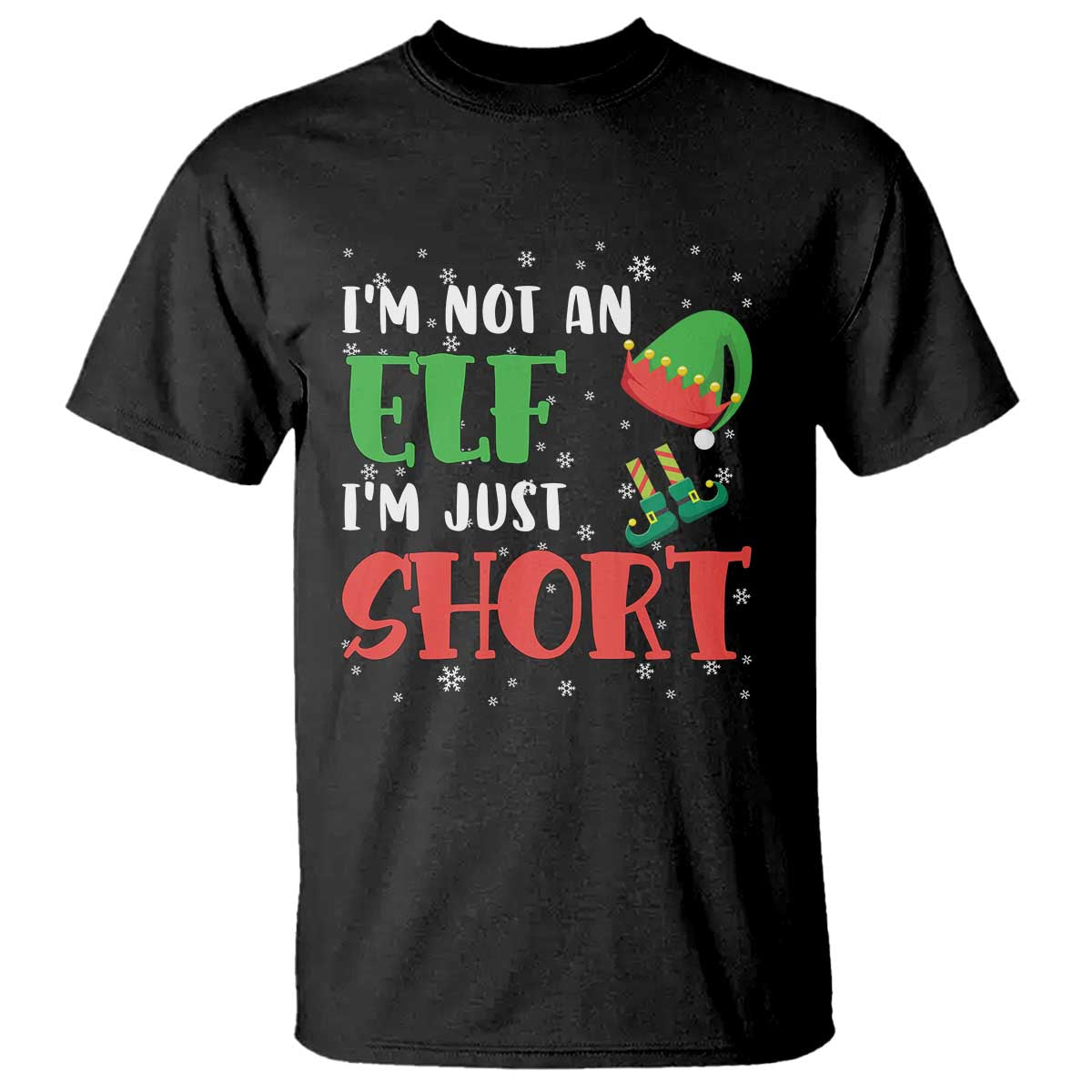 funny-christmas-t-shirt-im-not-an-elf-just-short