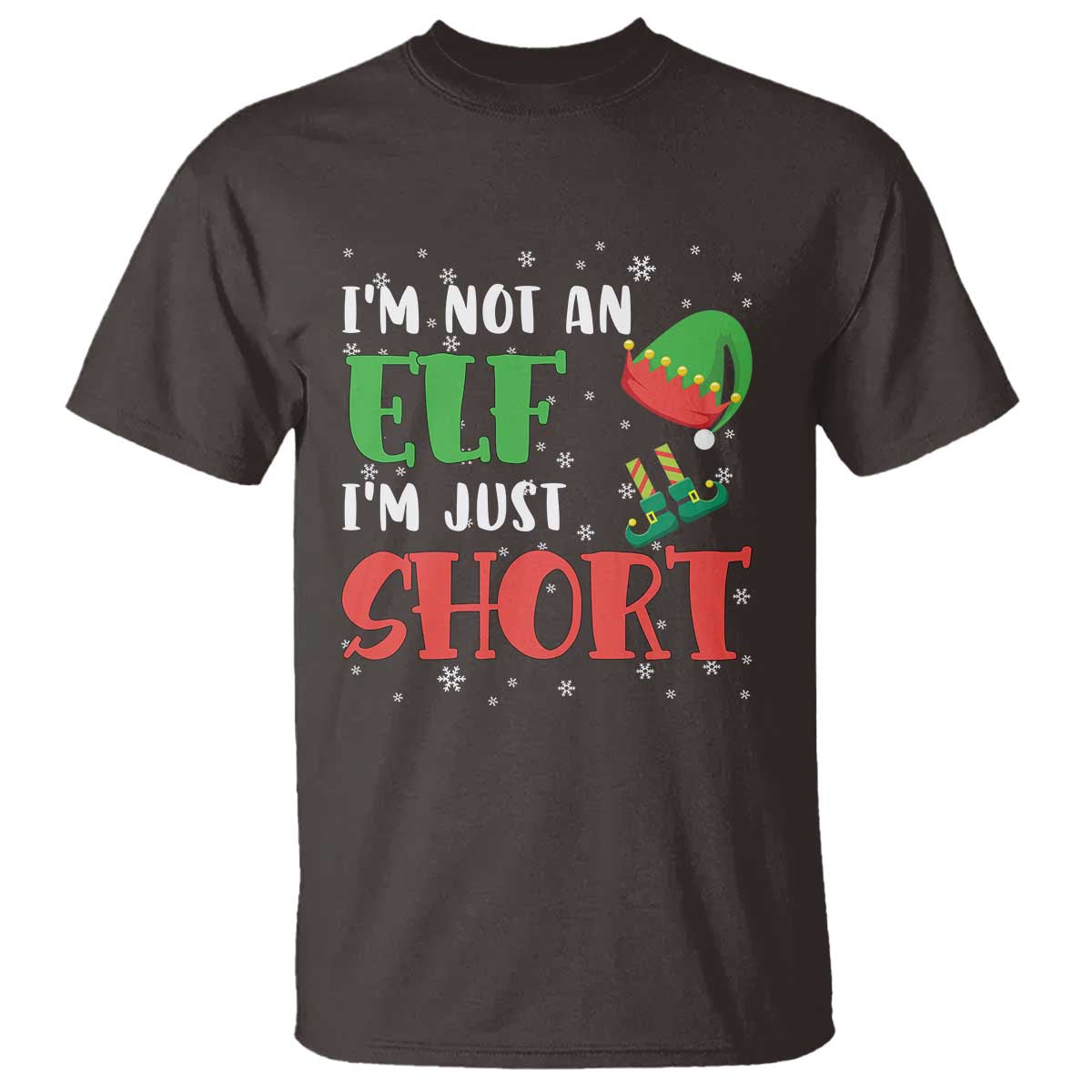 funny-christmas-t-shirt-im-not-an-elf-just-short