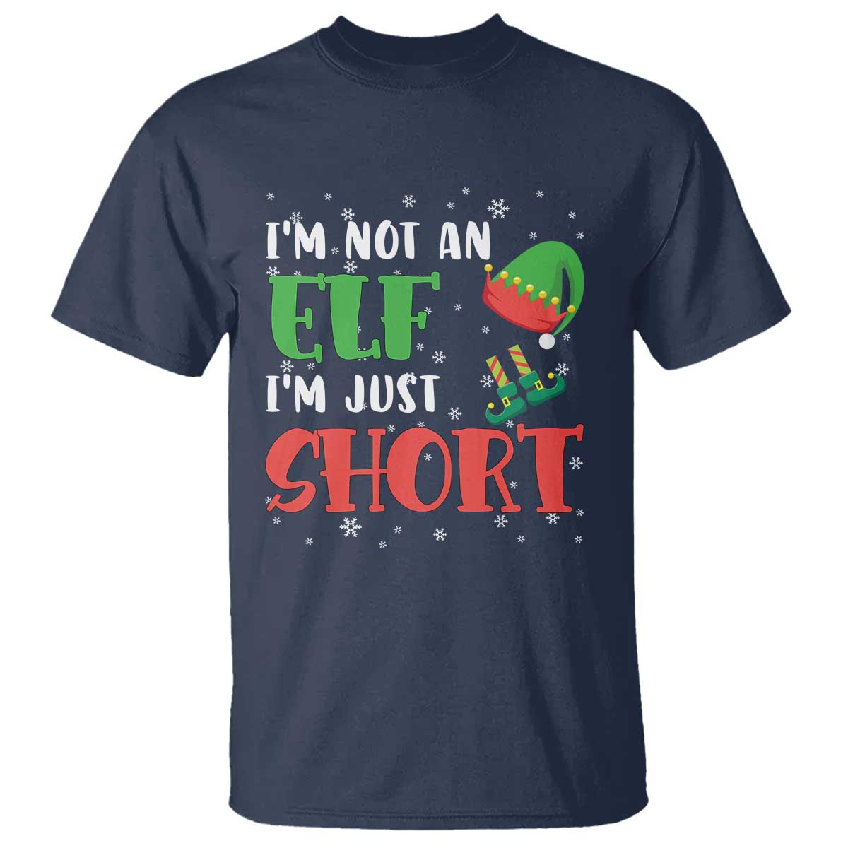 funny-christmas-t-shirt-im-not-an-elf-just-short