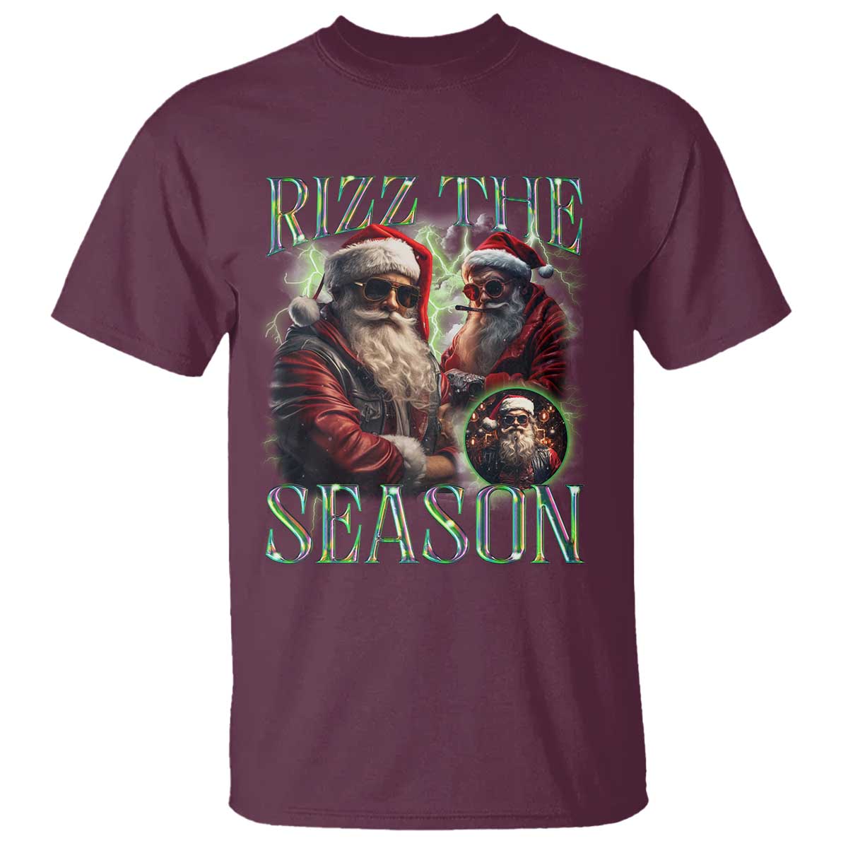 funny-christmas-santa-t-shirt-rizz-the-season-cool-santa