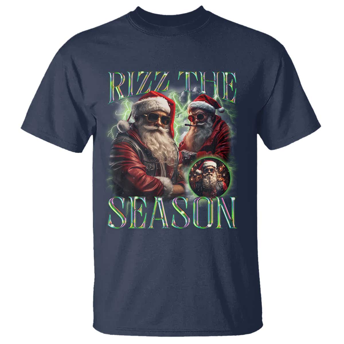 funny-christmas-santa-t-shirt-rizz-the-season-cool-santa
