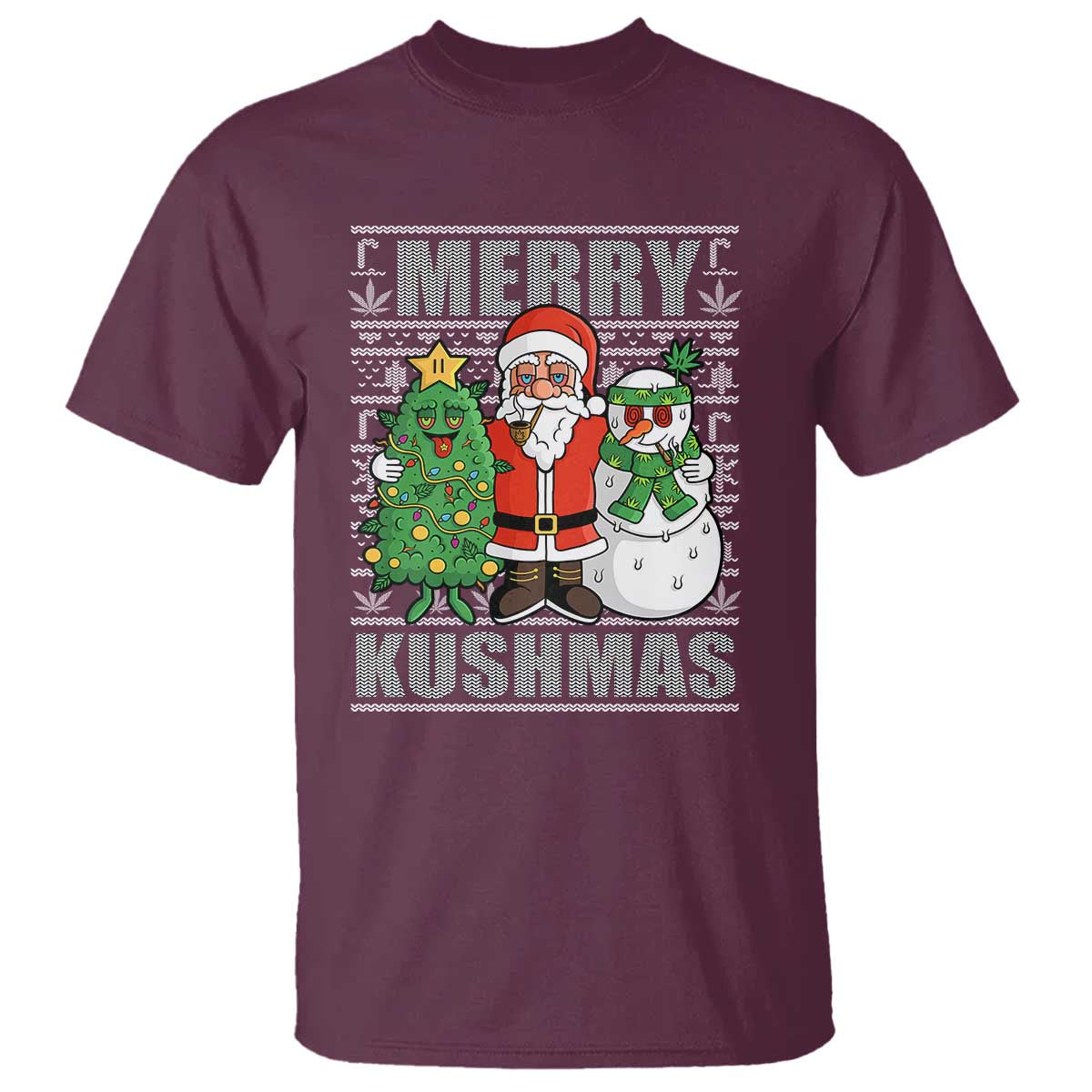 funny-weed-christmas-t-shirt-merry-kushmas-naughty-santa-snowman-cannabis-420