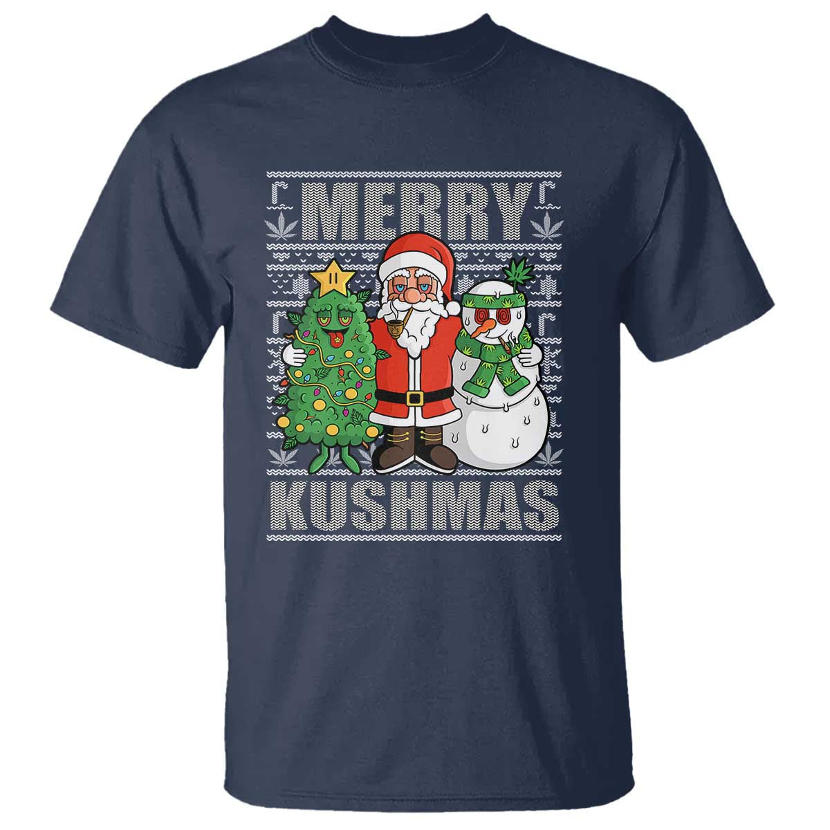 funny-weed-christmas-t-shirt-merry-kushmas-naughty-santa-snowman-cannabis-420