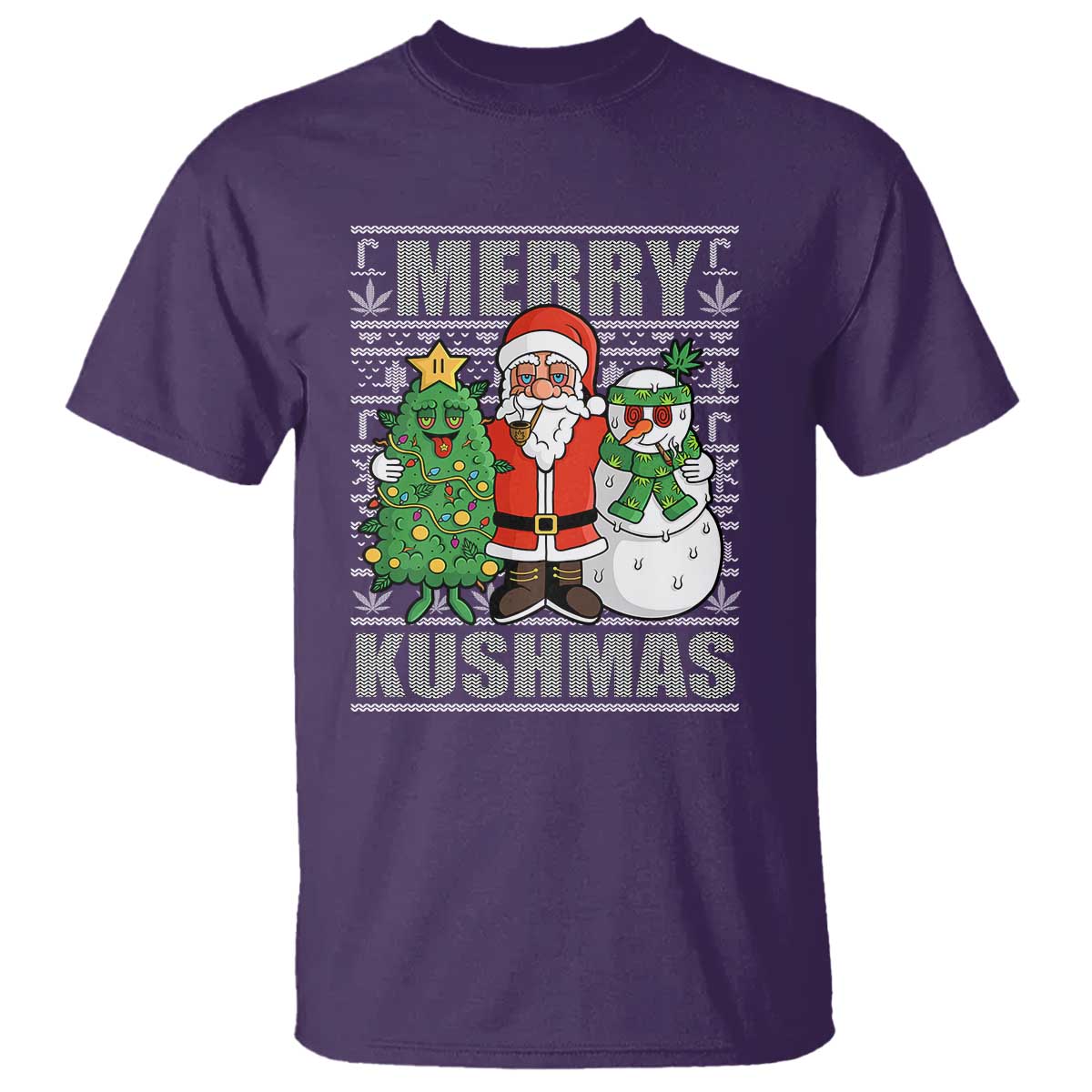 funny-weed-christmas-t-shirt-merry-kushmas-naughty-santa-snowman-cannabis-420