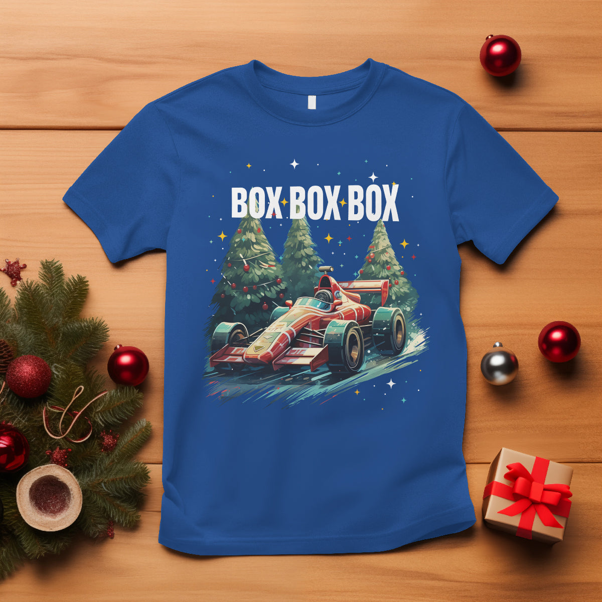 car-racing-christmas-box-box-box-xmas-tree-colorful-light-t-shirt