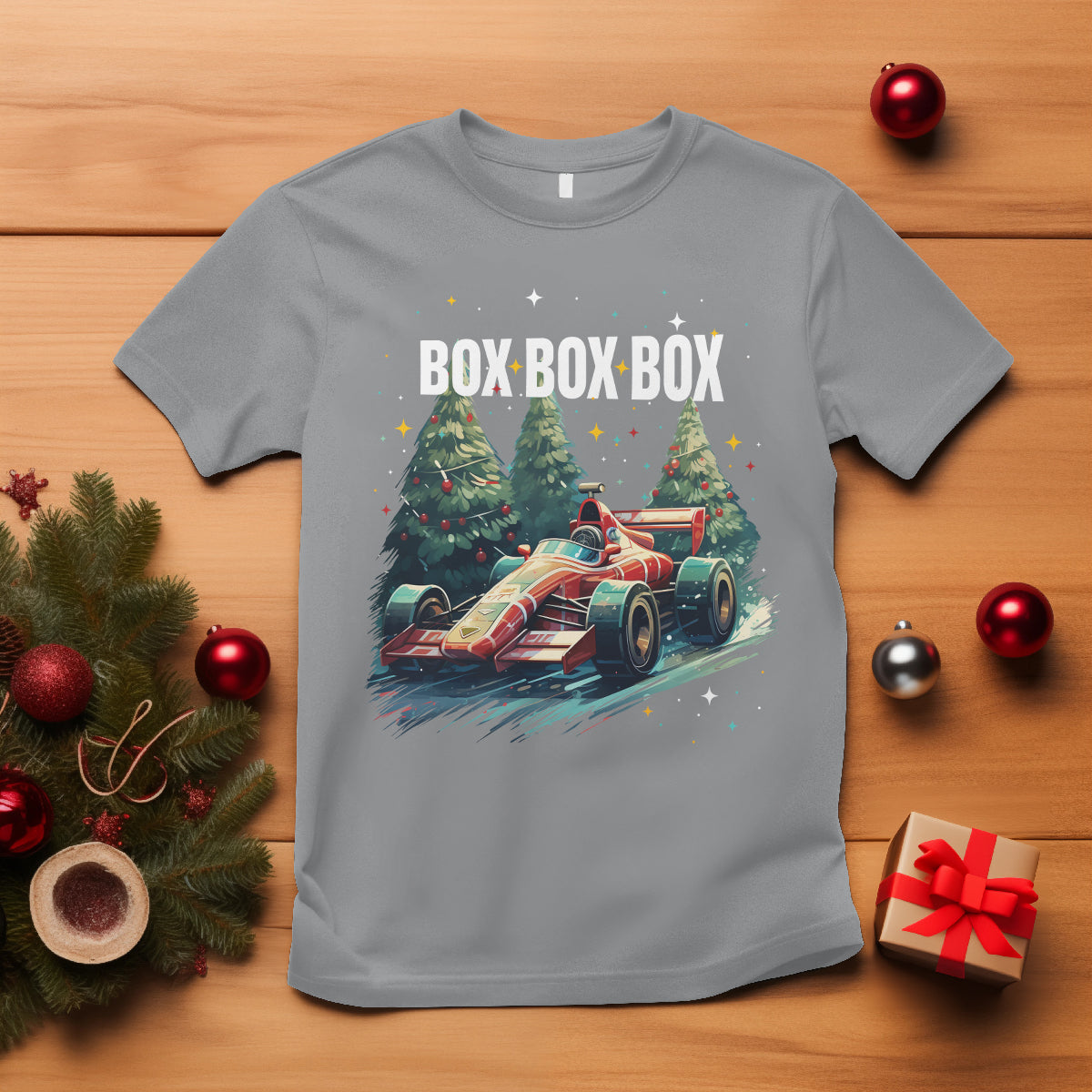 car-racing-christmas-box-box-box-xmas-tree-colorful-light-t-shirt